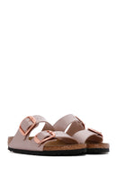 Birkenstock Kadın Bakır Deri Arizona BB Metallic Tokalı Terlik | Derimod Birkenstock Kadın Bakır Deri Arizona BB Metallic Tokalı Terlik | Derimod