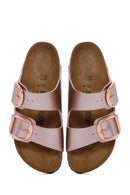 Birkenstock Kadın Bakır Deri Arizona BB Metallic Tokalı Terlik | Derimod Birkenstock Kadın Bakır Deri Arizona BB Metallic Tokalı Terlik | Derimod