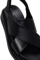 Women's Black Strappy Leather Comfort Sandals | Derimod Women's Black Strappy Leather Comfort Sandals | Derimod