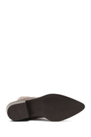 Women's Taupe Thick Short Heel Suede Leather Chelsea Cowboy Boot | Derimod Women's Taupe Thick Short Heel Suede Leather Chelsea Cowboy Boot | Derimod