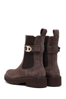 Woman Mink Thick-Soled Suede Leather Chelsea Boots | Derimod Woman Mink Thick-Soled Suede Leather Chelsea Boots | Derimod