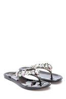 Women's Black Stone Flip Flops | Derimod Women's Black Stone Flip Flops | Derimod