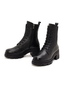 Women's Black Zippered Thick Heeled Leather Boots | Derimod Women's Black Zippered Thick Heeled Leather Boots | Derimod