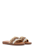 Woman Beige Stone Slippers | Derimod Woman Beige Stone Slippers | Derimod