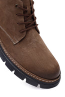 Men's Brown Lace-up Nubuck Leather Casual Boot | Derimod Men's Brown Lace-up Nubuck Leather Casual Boot | Derimod