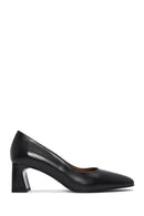 Women's Black Thick Low Heel Leather Stiletto | Derimod Women's Black Thick Low Heel Leather Stiletto | Derimod