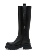 Women's Black Leather Zippered Thick Soled Boots | Derimod Women's Black Leather Zippered Thick Soled Boots | Derimod