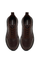 Men's Brown Lace-Up Thick-Soled Leather Casual Sneaker | Derimod Men's Brown Lace-Up Thick-Soled Leather Casual Sneaker | Derimod