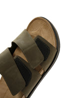 Men's Khaki Nubuck Leather Slippers | Derimod Men's Khaki Nubuck Leather Slippers | Derimod
