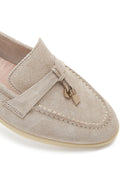 Women's Beige Suede Leather Masculine Loafer | Derimod Women's Beige Suede Leather Masculine Loafer | Derimod