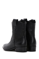Women's Black Leather Cowboy Boots | Derimod Women's Black Leather Cowboy Boots | Derimod