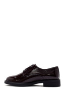 Women's Burgundy Lace-Up Patent Leather Masculine Shoes | Derimod Women's Burgundy Lace-Up Patent Leather Masculine Shoes | Derimod