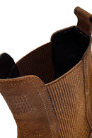 Women's Mink Thick Heel Suede Leather Cowboy Boots | Derimod Women's Mink Thick Heel Suede Leather Cowboy Boots | Derimod