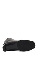 Women's Black Short Thick Heeled Leather Boots | Derimod Women's Black Short Thick Heeled Leather Boots | Derimod