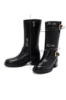 Women's Black Zippered Buckle Detailed Leather Boots | Derimod Women's Black Zippered Buckle Detailed Leather Boots | Derimod