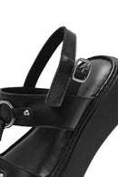 Women's Black Ankle Buckle Thick Soled Leather Comfort Sandals | Derimod Women's Black Ankle Buckle Thick Soled Leather Comfort Sandals | Derimod