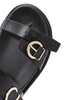 Women's Black Double Buckle Thick Soled Slippers | Derimod Women's Black Double Buckle Thick Soled Slippers | Derimod