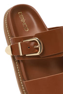 Women's Tan Buckled Slippers | Derimod Women's Tan Buckled Slippers | Derimod