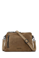 Woman Camel Long-Strap Suede Crossbody Bag | Derimod Woman Camel Long-Strap Suede Crossbody Bag | Derimod