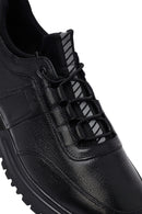 Men's Black Lace-Up Thick-Soled Leather Casual Sneakers | Derimod Men's Black Lace-Up Thick-Soled Leather Casual Sneakers | Derimod