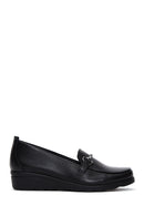 Women's Black Leather Wedge Heeled Comfort Loafer | Derimod Women's Black Leather Wedge Heeled Comfort Loafer | Derimod
