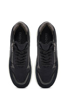 Woman Black Lace-Up Zipper Detailed Wedge Heels Leather Sneakers | Derimod Woman Black Lace-Up Zipper Detailed Wedge Heels Leather Sneakers | Derimod