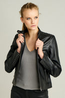 Penny Women's Leather Jacket | Derimod Penny Women's Leather Jacket | Derimod