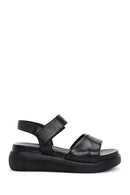 Women's Black Ankle Strap Thick-Sole Leather Sandals | Derimod Women's Black Ankle Strap Thick-Sole Leather Sandals | Derimod