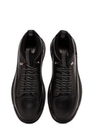 Erkek Siyah Bağcıklı Deri Sneaker | Derimod Erkek Siyah Bağcıklı Deri Sneaker | Derimod
