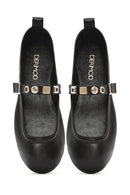 Women's Black Buckle Leather Ballerinas | Derimod Women's Black Buckle Leather Ballerinas | Derimod