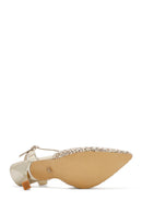 Women's Gold Ankle Buckle Braided Thin Heeled Shoes | Derimod Women's Gold Ankle Buckle Braided Thin Heeled Shoes | Derimod