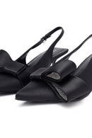 Women's Black Bow Back Open Thin Heeled Shoes | Derimod Women's Black Bow Back Open Thin Heeled Shoes | Derimod