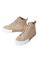 Women's Beige Suede High Top Sneaker | Derimod Women's Beige Suede High Top Sneaker | Derimod