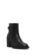 Women's Black Zippered Thick Heeled Boots | Derimod Women's Black Zippered Thick Heeled Boots | Derimod