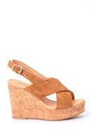 Women's Wedge Heeled Suede Sandals | Derimod Women's Wedge Heeled Suede Sandals | Derimod