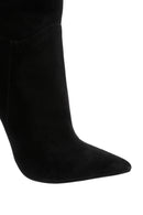 Women's Black High Thin Heeled Suede Leather Classic Boots | Derimod Women's Black High Thin Heeled Suede Leather Classic Boots | Derimod