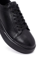 Men's Black Lace-Up Thick Sole Leather Sneakers | Derimod Men's Black Lace-Up Thick Sole Leather Sneakers | Derimod