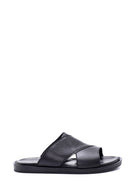 Men's Black Leather Slippers | Derimod Men's Black Leather Slippers | Derimod