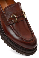Men's Brown Buckled Thick-Soled Leather Loafer | Derimod Men's Brown Buckled Thick-Soled Leather Loafer | Derimod