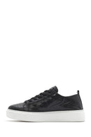 Erkek Siyah Bağcıklı Kalın Tabanlı Deri Sneaker | Derimod Erkek Siyah Bağcıklı Kalın Tabanlı Deri Sneaker | Derimod