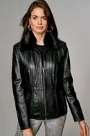 Hermosa Women's Leather Jacket | Derimod Hermosa Women's Leather Jacket | Derimod