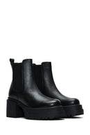 Women's Black Leather Heeled Chelsea Boots | Derimod Women's Black Leather Heeled Chelsea Boots | Derimod