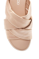 Women's Beige Leather Casual Flat Slippers | Derimod Women's Beige Leather Casual Flat Slippers | Derimod