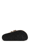 Women's Mink Nubuck Leather Buckle Slippers | Derimod Women's Mink Nubuck Leather Buckle Slippers | Derimod