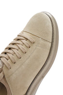 Men's Beige Lace-Up Suede Leather Sneaker | Derimod Men's Beige Lace-Up Suede Leather Sneaker | Derimod