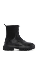 Women's Black Thick Soled Zippered Leather Boots | Derimod Women's Black Thick Soled Zippered Leather Boots | Derimod