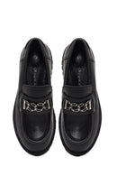 Women's Black Thick-Soled Buckled Leather Masculine Loafer | Derimod Women's Black Thick-Soled Buckled Leather Masculine Loafer | Derimod