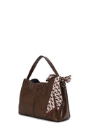 Woman Brown Long-Strap Printed Shoulder Bag | Derimod Woman Brown Long-Strap Printed Shoulder Bag | Derimod