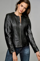 Linet Women's Leather Jacket | Derimod Linet Women's Leather Jacket | Derimod