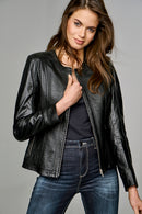 Linet Women's Leather Jacket | Derimod Linet Women's Leather Jacket | Derimod